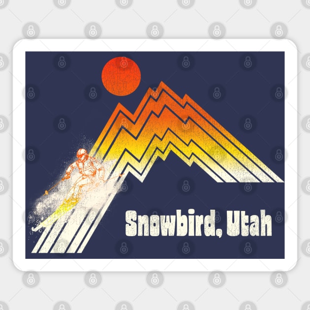 Snowbird Utah 70s/80s Retro Souvenir Style Skiing Magnet by darklordpug